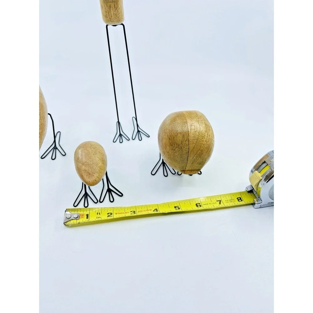 4 Wood Bird Figures FISKELAGE Ikea Minimalist Modern/ Metal Legs MCM